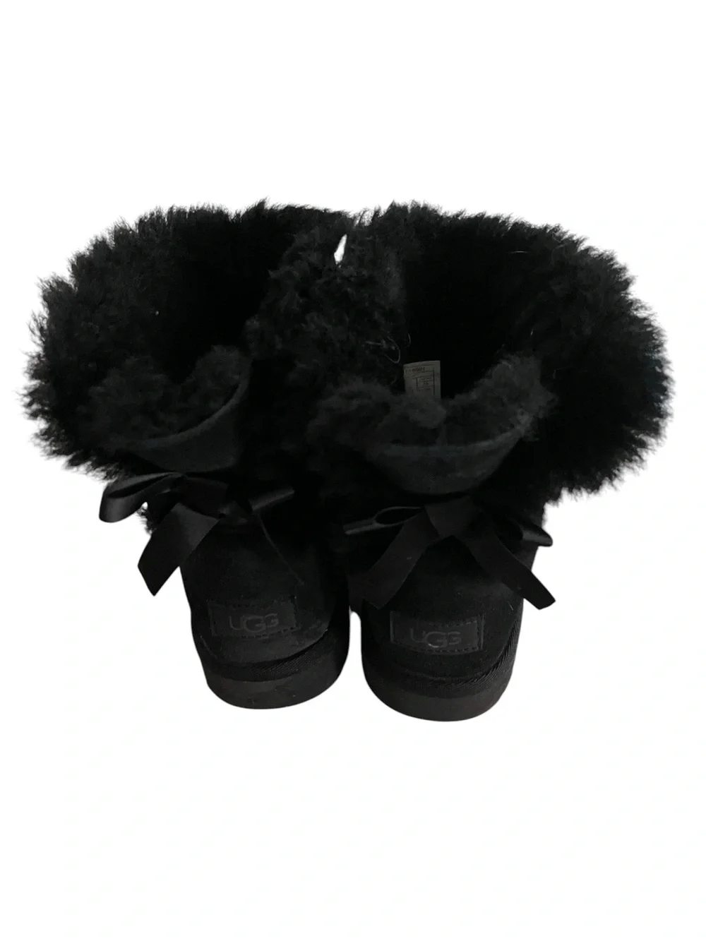 UGG Classic Mini Bailey Bow II Women's Black Short Shearling Boots Size 7